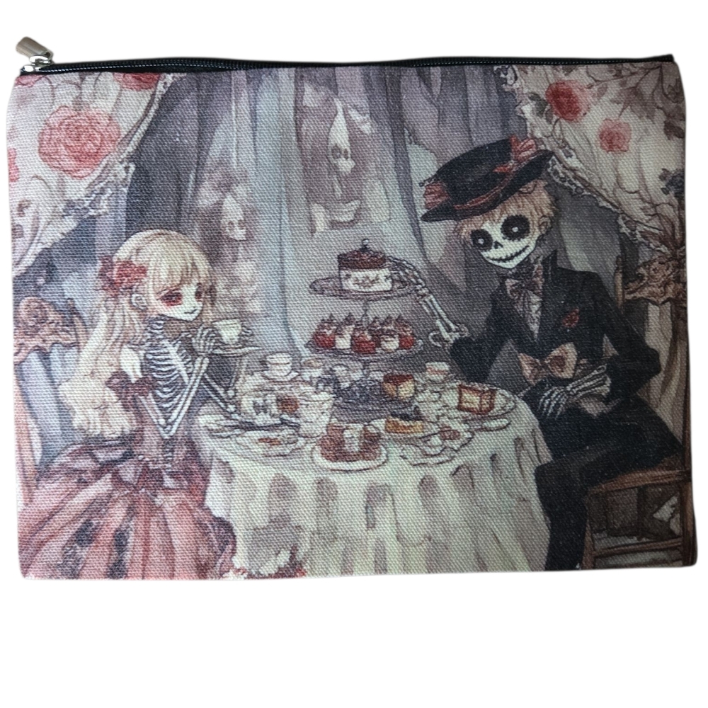 Gothic Skeleton Tea Party Cosmetic Bag/Pouch - Picture 4 of 4